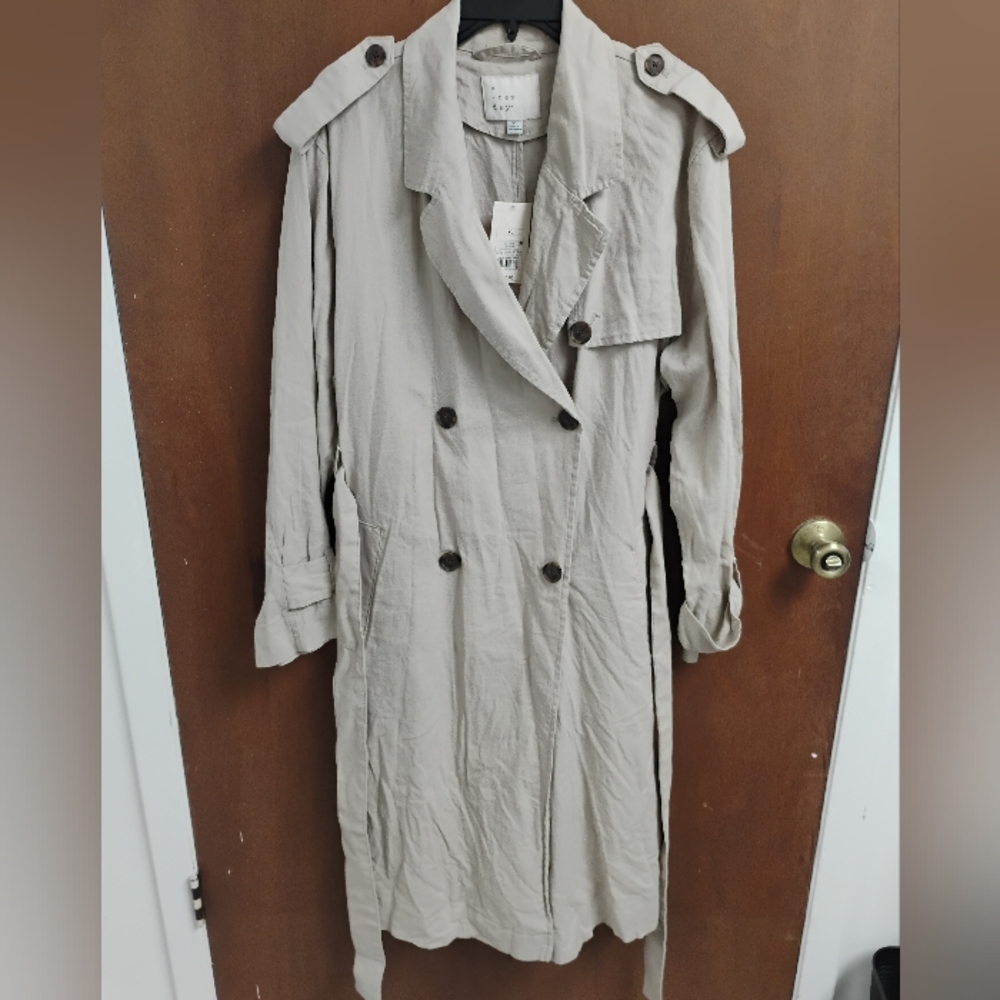 a new day Tan Trench Coat Classic Cotton Style